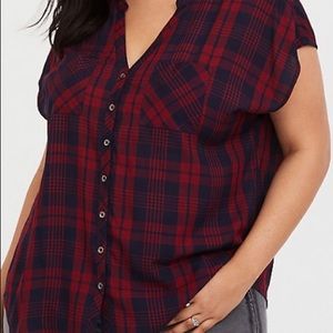 Torrid Red Plaid Dolman Blouse